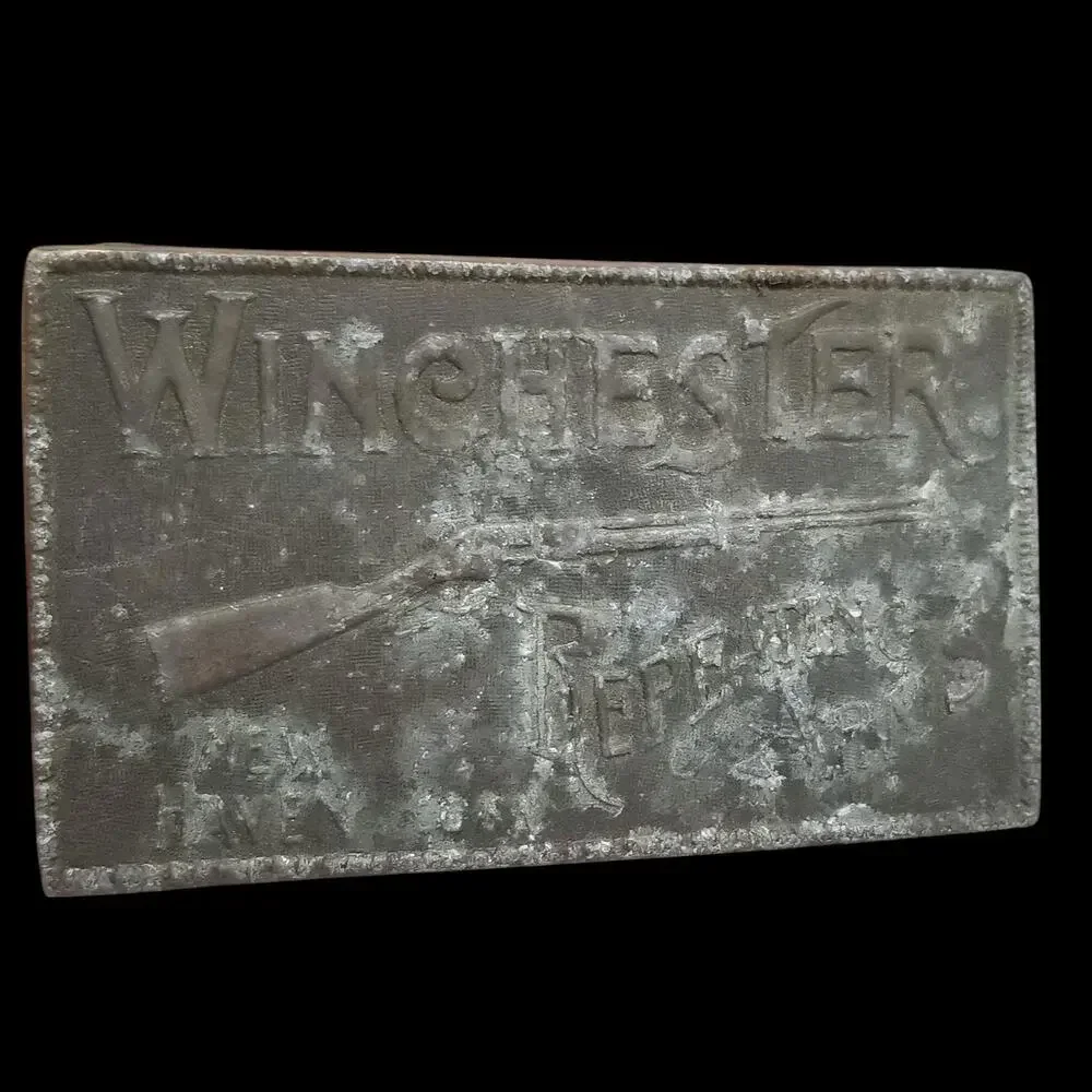 Vintage Belt Buckle Solid Brass Winchester‎ Rifle Repeating Arms New Haven Conn